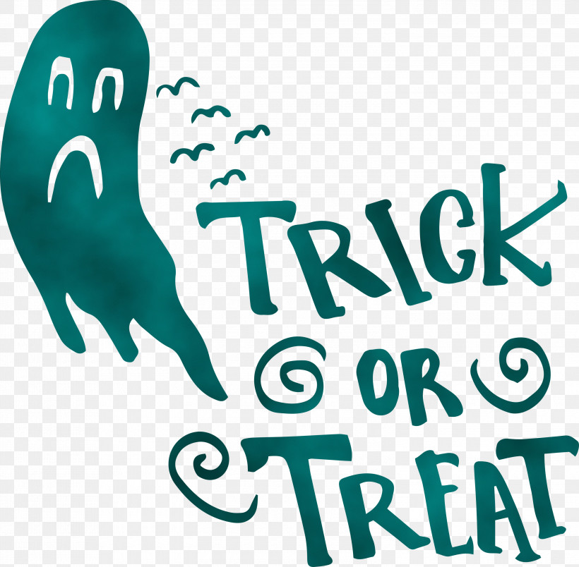 Logo Happiness Teal Line Behavior, PNG, 3000x2944px, Trick Or Treating, Behavior, Halloween, Happiness, Line Download Free
