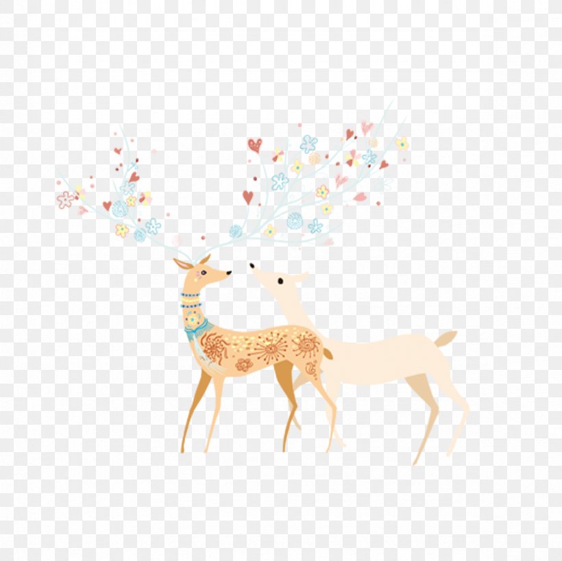 Reindeer Sika Deer, PNG, 2362x2362px, Deer, Antler, Cartoon, Designer, Mammal Download Free