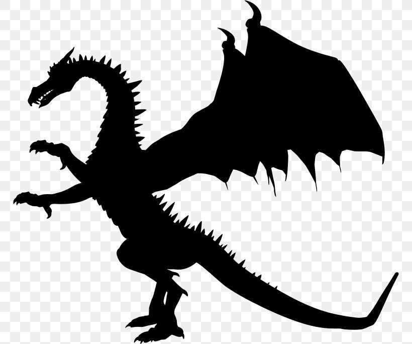 Dragon Drawing Silhouette Clip Art, PNG, 768x684px, Dragon, Black And White, Chinese Dragon, Dinosaur, Drawing Download Free