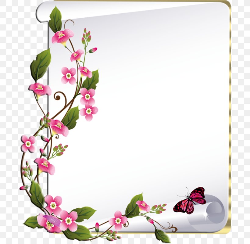 Picture Frames Floral Design, PNG, 696x800px, Picture Frames, Blossom, Branch, Butterfly, Cut Flowers Download Free