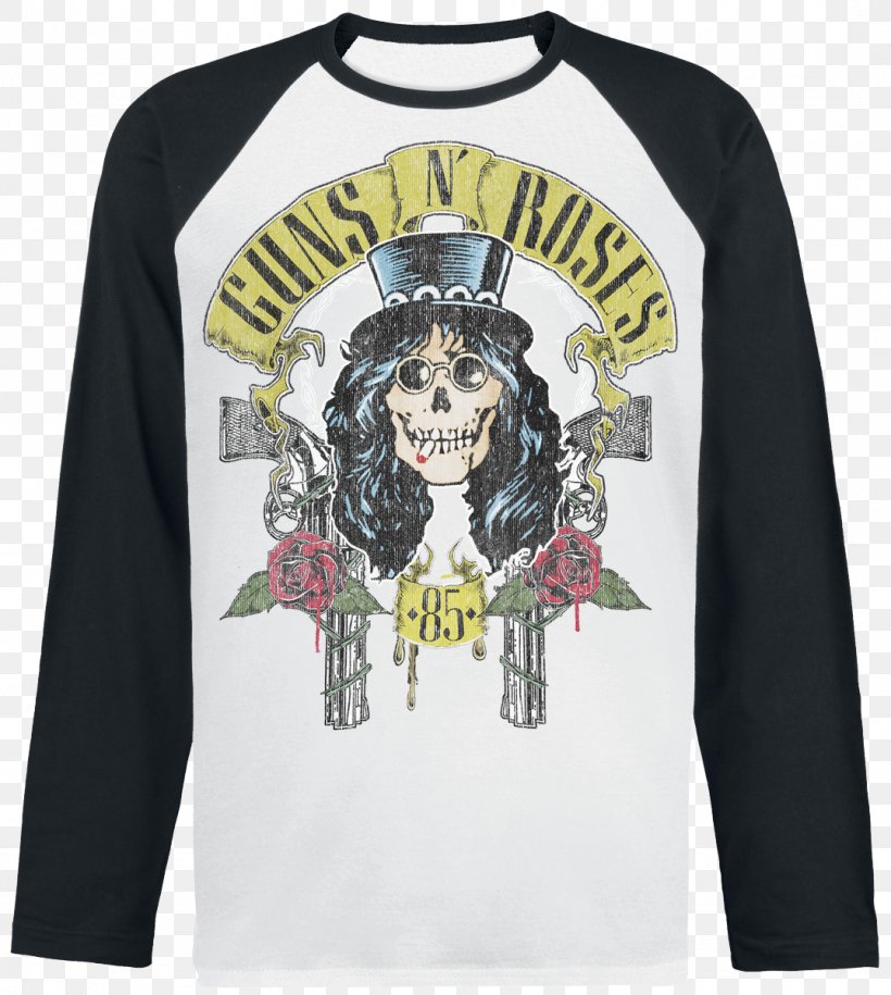 Long-sleeved T-shirt Merchandising Heavy Metal Guns N' Roses, PNG, 1075x1200px, Longsleeved Tshirt, Axl Rose, Black And White, Brand, Clothing Download Free