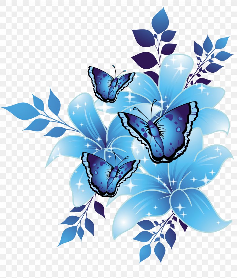 Blue Flower, PNG, 2878x3386px, Photoscape, Arthropod, Blue, Branch, Butterfly Download Free