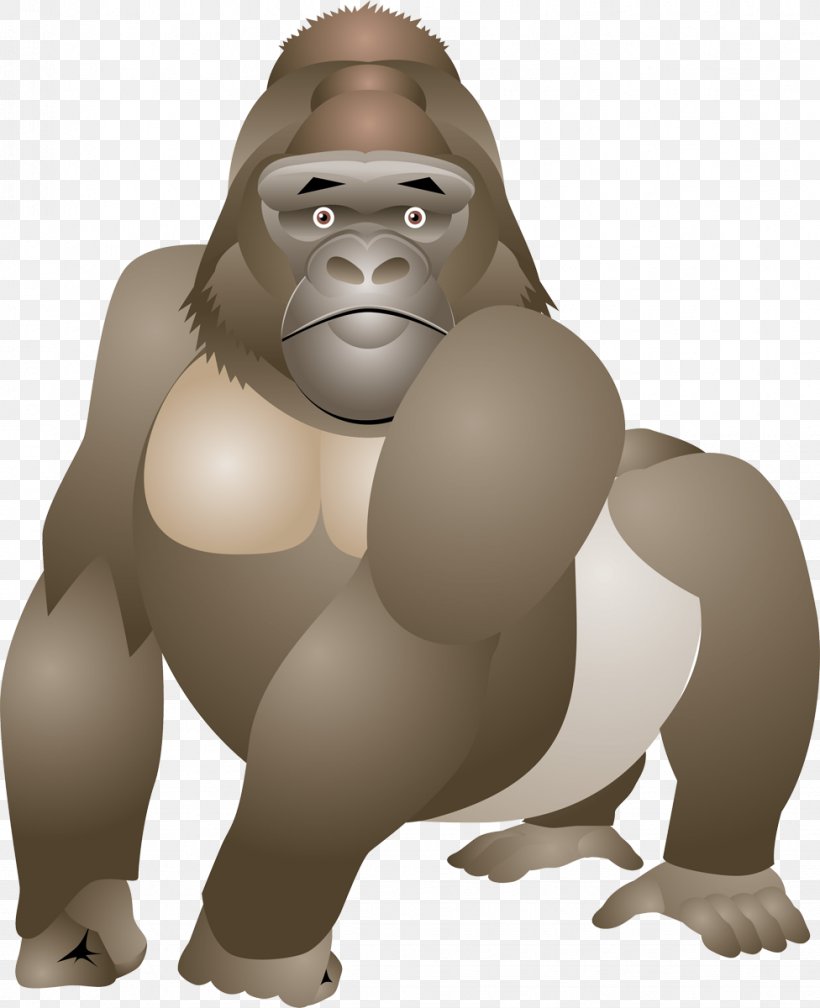 Gorilla Primate Orangutan Monkey Ape, PNG, 976x1200px, Gorilla, Animal, Animation, Ape, Bear Download Free