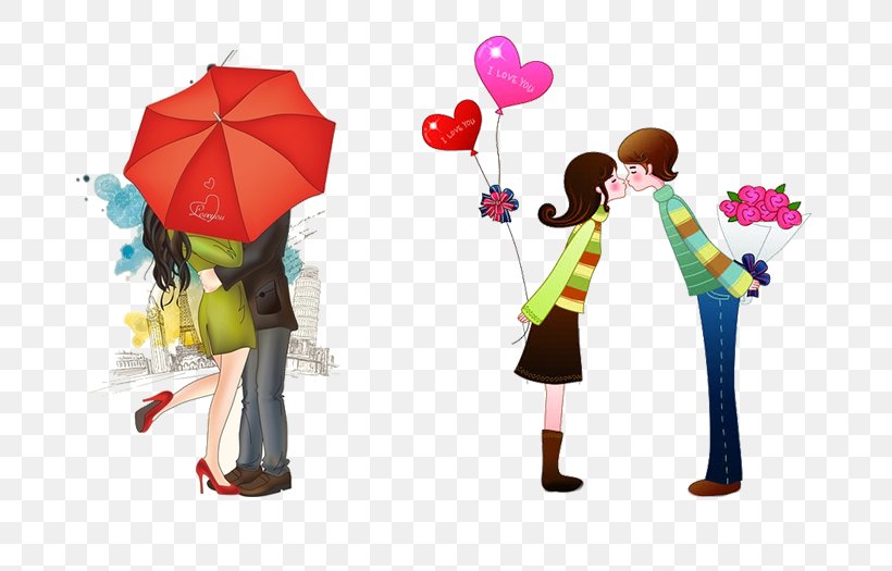 Falling In Love Boyfriend Romance Friendship, PNG, 734x525px, Kiss, Hug, Human Behavior, Illustration, Image File Formats Download Free