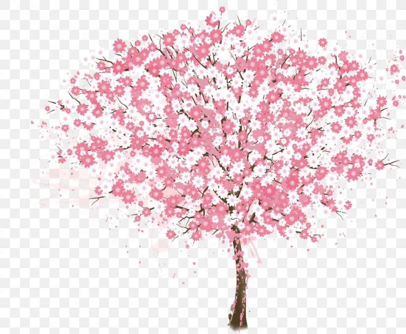 Cherry Blossom Branch Vector Hd PNG Images, A Pink Cherry Blossom