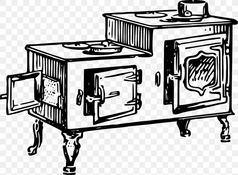 Table Stove Cooking Ranges Clip Art, PNG, 1000x739px, Table, Black And White, Cooking Ranges, Furniture, Hob Download Free