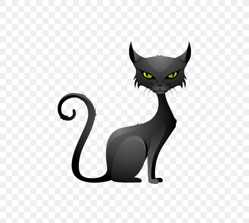 Black Cat Kitten Whiskers Domestic Short-haired Cat, PNG, 500x735px, Black Cat, Black, Carnivoran, Cartoon, Cat Download Free