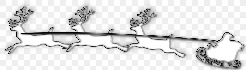 Santa Claus Reindeer Rudolph Christmas Clip Art, PNG, 1979x569px, Santa Claus, Auto Part, Black And White, Body Jewelry, Branch Download Free