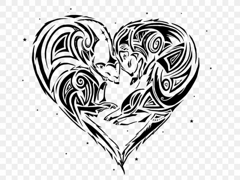 Ferret Mustela Heart Tattoo Drawing, PNG, 900x675px, Watercolor, Cartoon, Flower, Frame, Heart Download Free