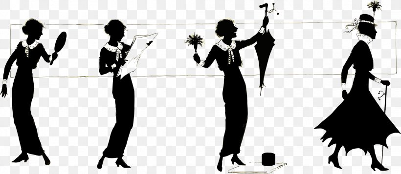 Silhouette Woman Female Drawing, PNG, 2081x906px, Silhouette, Black And White, Drawing, Dress, Female Download Free