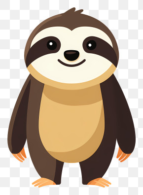 Sloth Emoji - Cute Smiling Sloth Character PNG