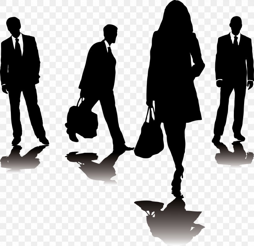 Silhouette Businessperson, PNG, 2400x2324px, Silhouette, Black And White, Brand, Business, Businessperson Download Free
