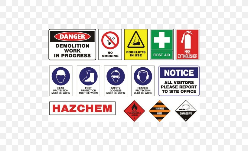 Occupational Safety And Health Signage Personal Protective Equipment, PNG, 500x500px, Safety, Area, Brand, Construction Site Safety, Fire Safety Download Free