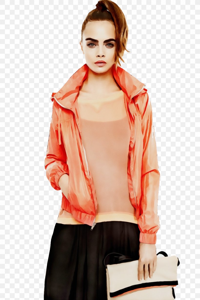 Orange, PNG, 1024x1534px, Watercolor, Clothing, Fashion, Fashion Model, Jacket Download Free