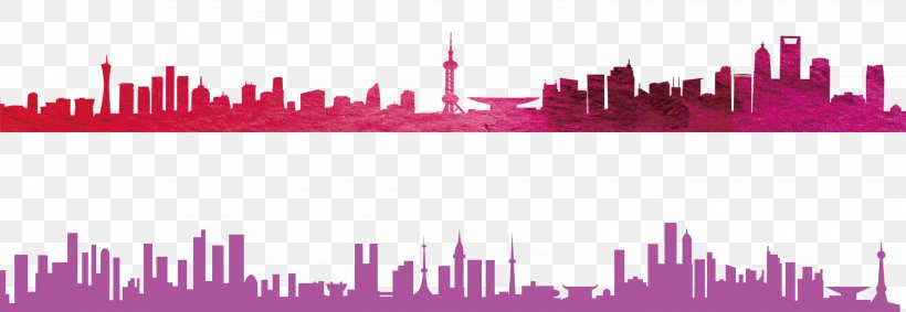 Silhouette Skyline La Ville Cafe, PNG, 3045x1052px, Silhouette, City, Magenta, Pink, Purple Download Free