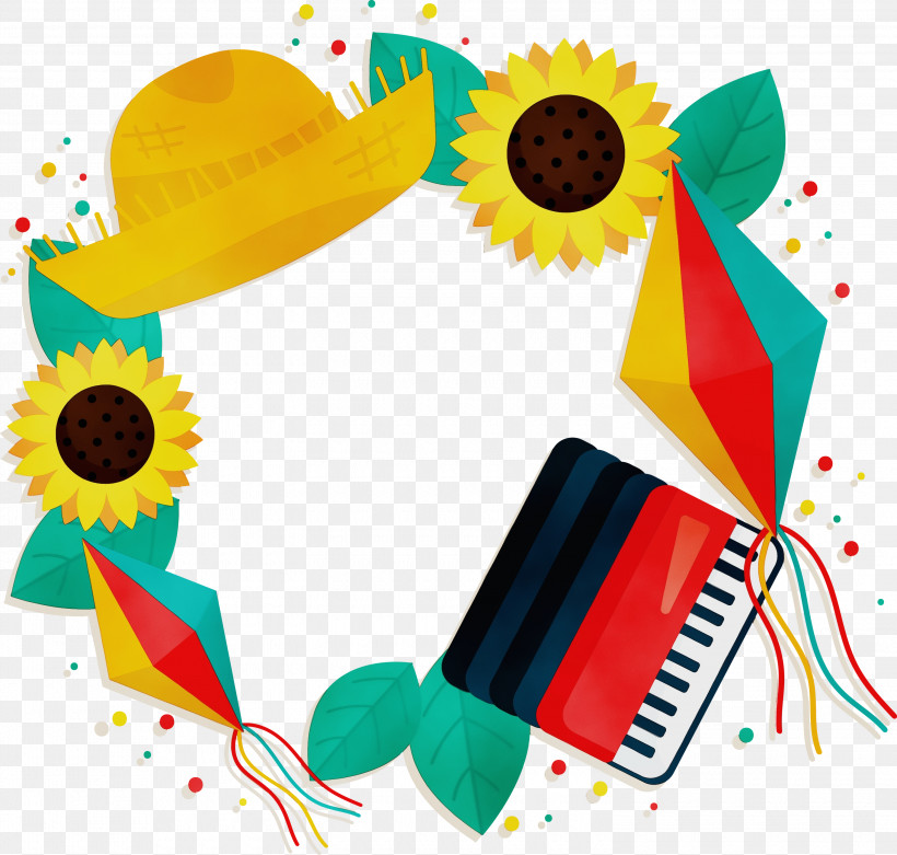 Sunflower, PNG, 3000x2860px, Festas Juninas, Brazil, Paint, Sunflower, Watercolor Download Free