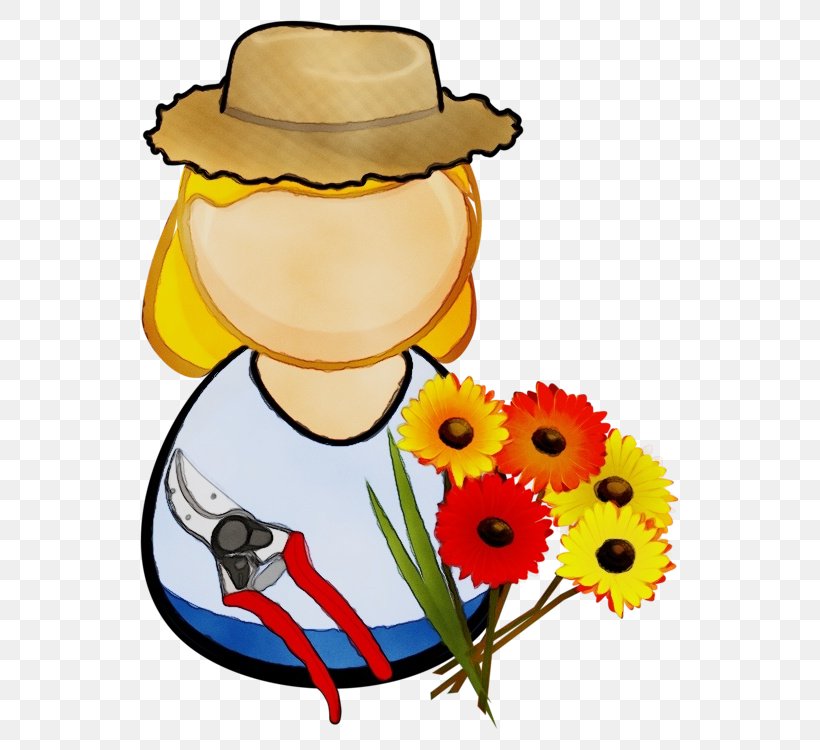 Sunflower, PNG, 579x750px, Watercolor, Cartoon, Costume Hat, Cut Flowers, Flower Download Free
