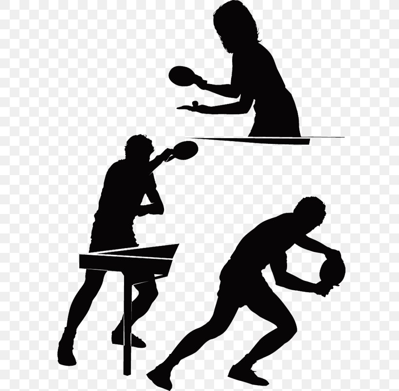 Play Table Tennis Silhouette Table Tennis Racket, PNG, 600x804px, Play Table Tennis, Ball, Black And White, Human Behavior, Joint Download Free