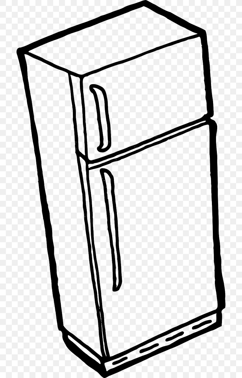 Refrigerator Drawing Cartoon Clip Art, PNG, 708x1280px, Refrigerator, Area, Black, Black And White, Cartoon Download Free