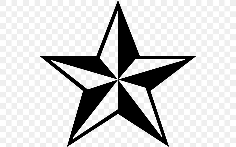 Nautical Star Five-pointed Star Clip Art, PNG, 546x513px, Star, Area, Artwork, Black And White, Drawing Download Free