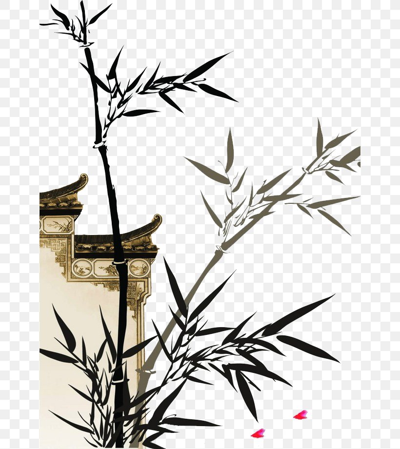 Bamboo Ink Wash Painting, PNG, 658x921px, Bamboo, Art, Black And White, Branch, Chinoiserie Download Free