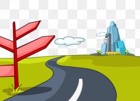 Cartoon Road Material - Cartoon Drawing Landscape Photography PNG
