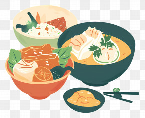Thai Food - Illustration Of Various Bowls Of Food PNG