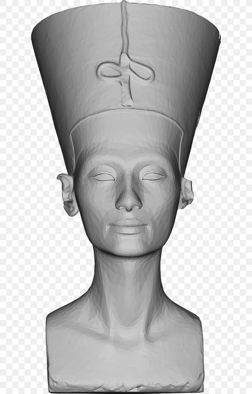 Nefertiti Bust Ancient Egypt, PNG, 640x1280px, 3d Computer Graphics, Nefertiti Bust, Ancient Egypt, Black And White, Bust Download Free