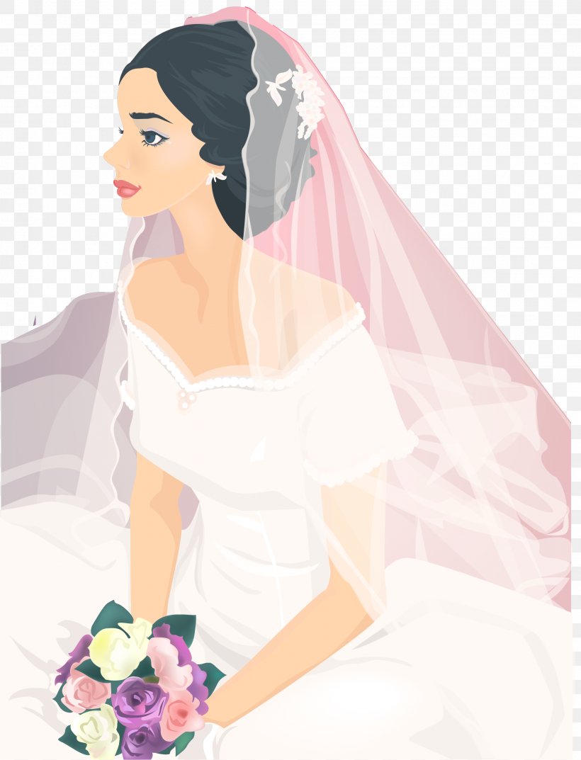Bride Contemporary Western Wedding Dress Illustration, PNG, 2210x2893px, Watercolor, Cartoon, Flower, Frame, Heart Download Free
