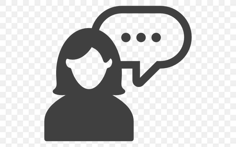 Woman Speech Balloon, PNG, 512x512px, Woman, Black And White, Cognition, Communication, Fictional Character Download Free