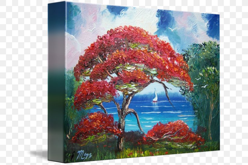 Painting Acrylic Paint Gallery Wrap Tree Royal Poinciana, PNG, 650x547px, Painting, Acrylic Paint, Art, Artwork, Canvas Download Free
