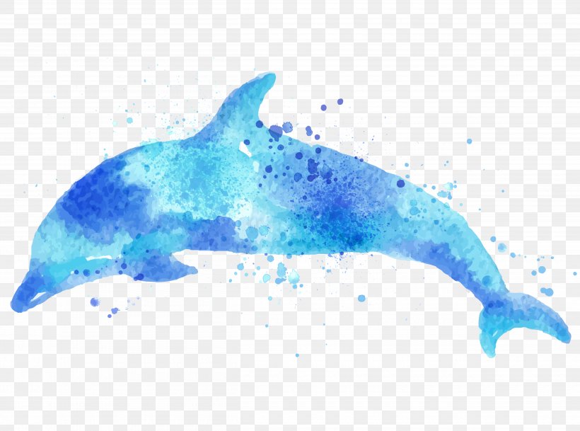 Paper Dolphin Drawing Watercolor Painting, PNG, 5000x3715px, Paper, Art, Blue, Common Bottlenose Dolphin, Dolphin Download Free