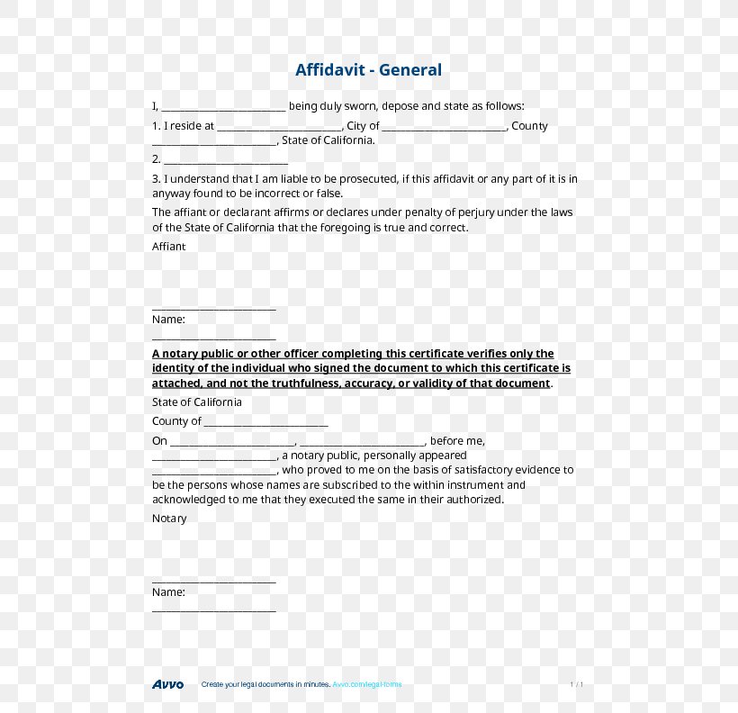 Affidavit Document Sworn Declaration Form Template, PNG, 612x792px, Affidavit, Area, Brand, Contract, Diagram Download Free