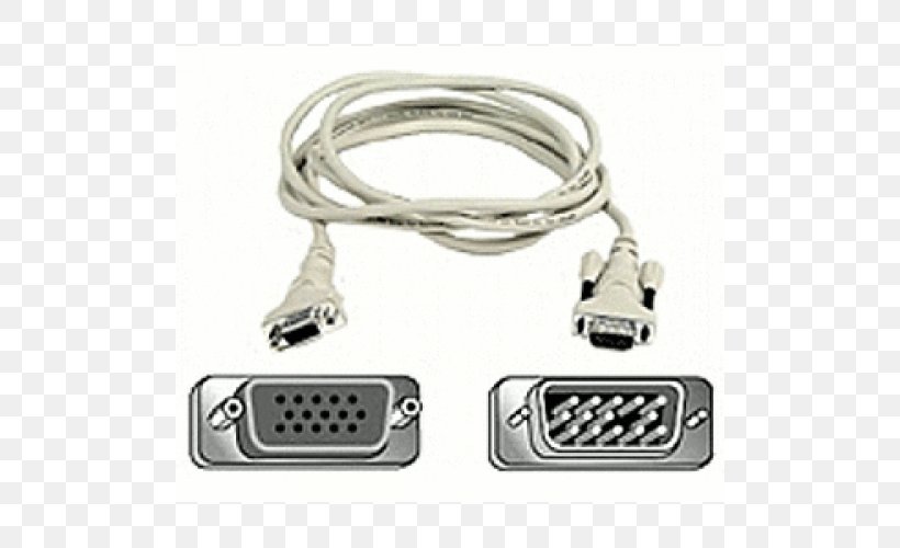 Serial Cable VGA Connector Electrical Cable Video Graphics Array Extension Cords, PNG, 500x500px, Serial Cable, Adapter, Belkin, Cable, Computer Hardware Download Free