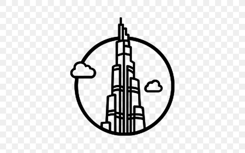 Burj Khalifa Burj Al Arab Drawing, PNG, 512x512px, Burj Khalifa, Black And White, Burj Al Arab, Drawing, Dubai Download Free