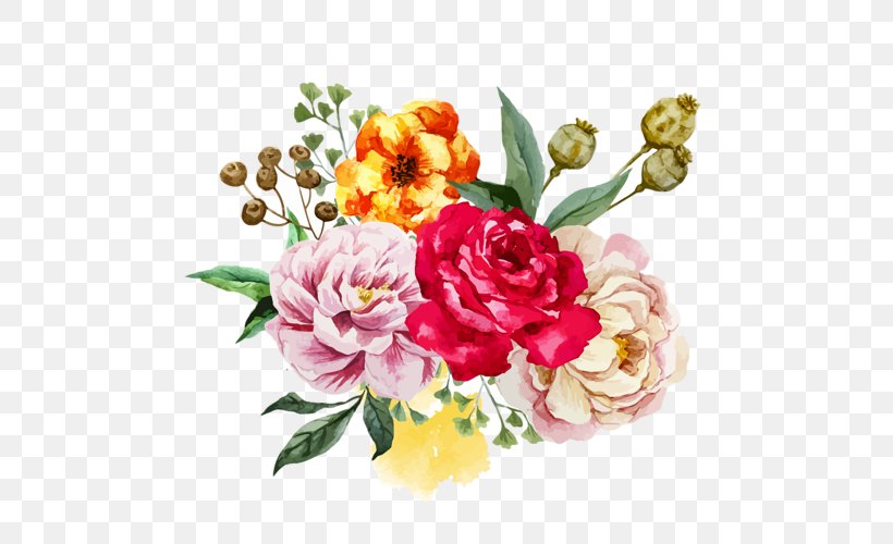 Floral Design Watercolor Painting Flower, PNG, 500x500px, Floral Design, Art, Artificial Flower, Carnation, Cut Flowers Download Free