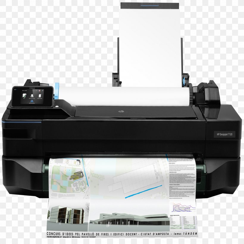 Hewlett-Packard Wide-format Printer HP DesignJet T120 Inkjet Printing, PNG, 1600x1600px, Hewlettpackard, Automotive Exterior, Computer Software, Device Driver, Dots Per Inch Download Free