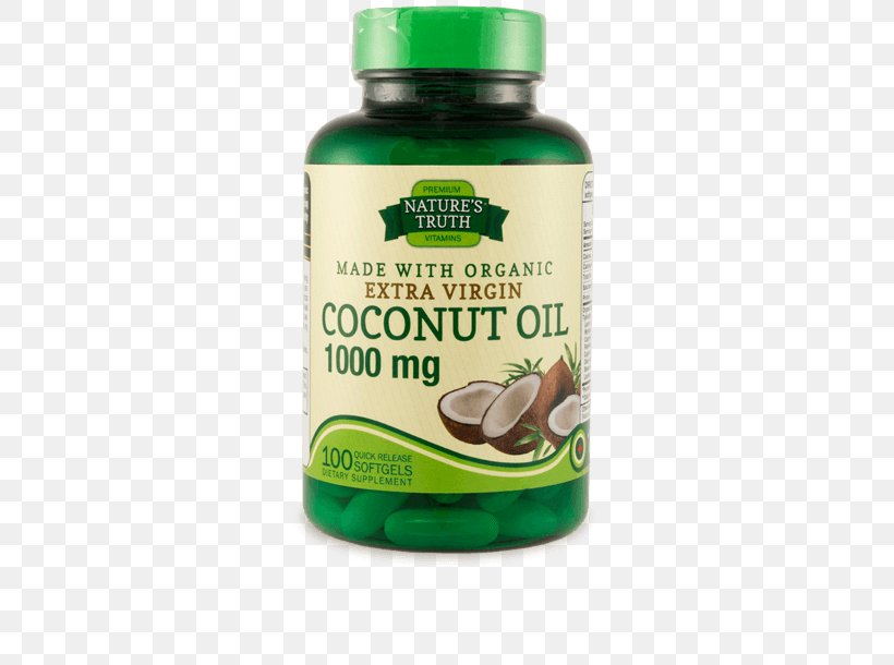 Coconut Oil Organic Food Health, PNG, 480x610px, Coconut Oil, Caprylic Acid, Capsule, Coconut, Cod Liver Oil Download Free