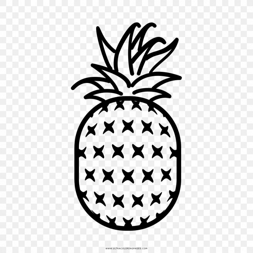 Drawing Coloring Book Pineapple Black And White, PNG, 1000x1000px, Drawing, Ananas, Black And White, Coloring Book, Flower Download Free
