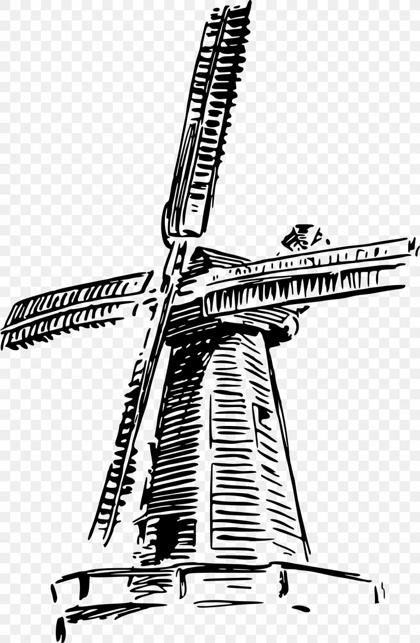 Windmill Drawing Clip Art, PNG, 1566x2400px, Windmill, Black And White, Drawing, Monochrome, Monochrome Photography Download Free