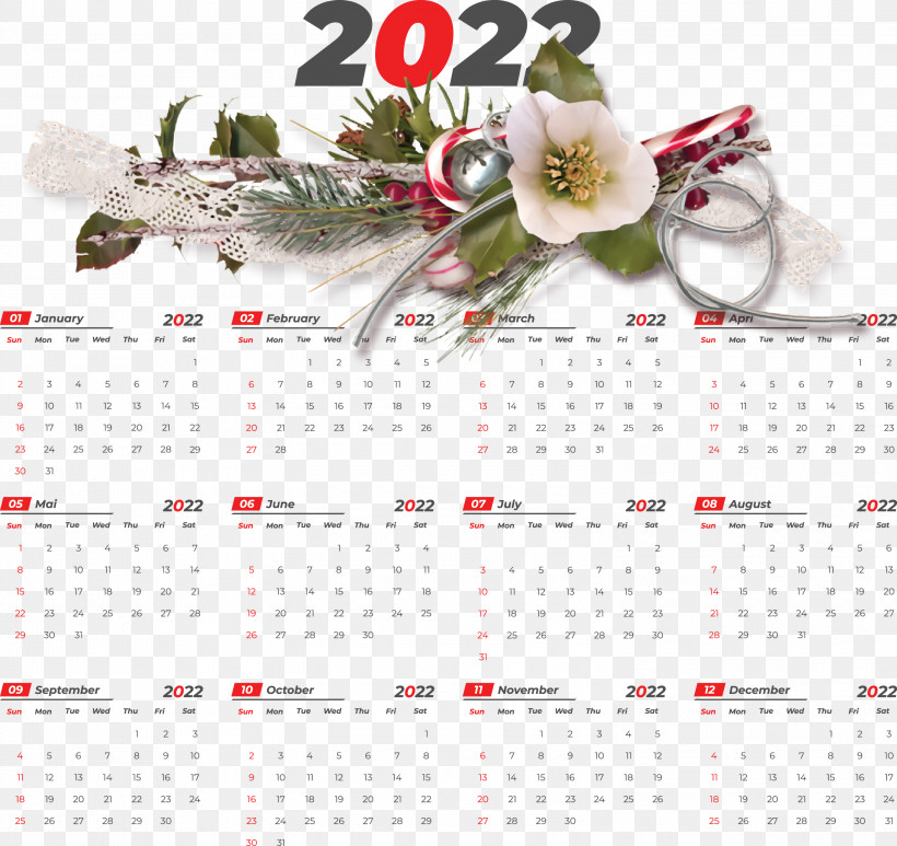 Printable 2022 Calendar 2022 Calendar Printable, PNG, 3000x2830px, Christmas Day, Bauble, Christmas Decoration, Christmas Tree, Christmas Tree Light Download Free