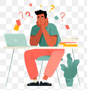 Confused Man At Laptop PNG