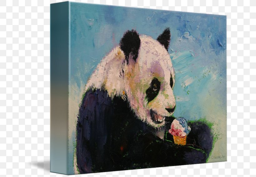 Ice Cream Cones Sundae Giant Panda Canvas Print, PNG, 650x567px, Ice Cream, Art, Artist, Bear, Canvas Download Free