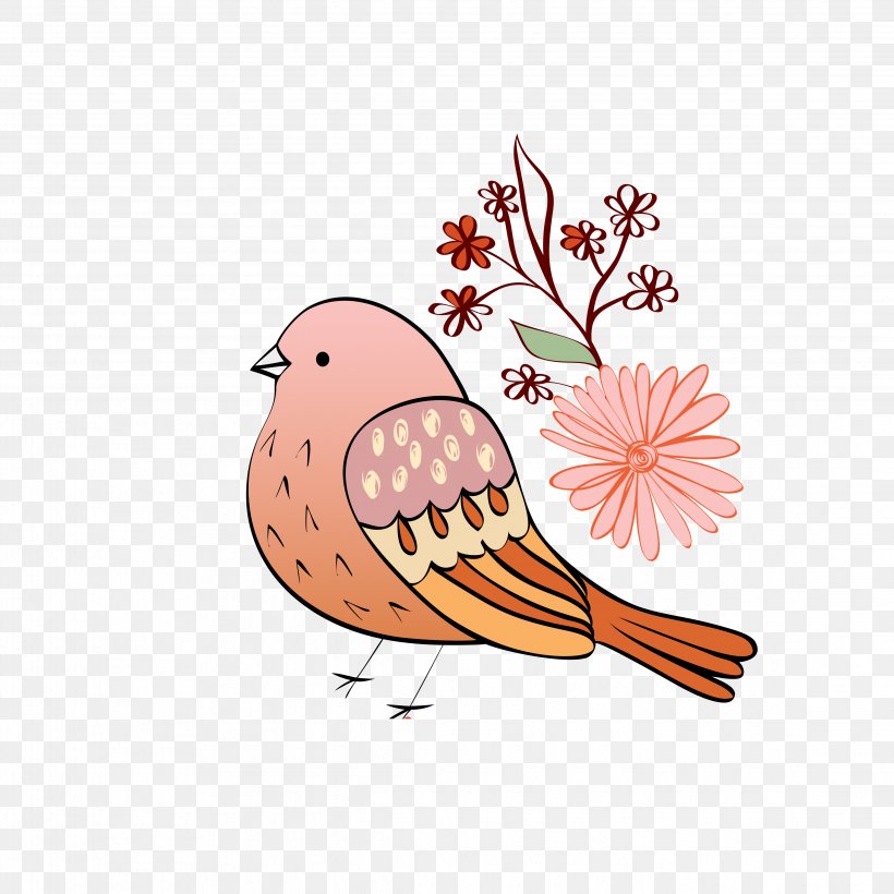 Bird Flower, PNG, 4546x4546px, Bird, Art, Beak, Chicken, Drawing Download Free