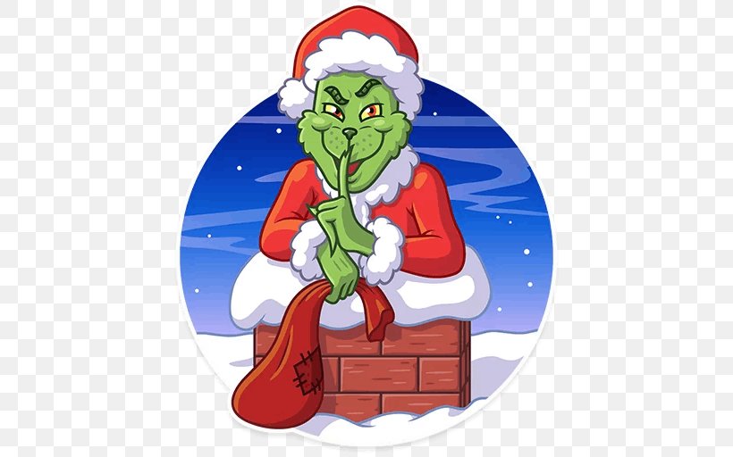 Christmas Tree Grinch Santa Claus Telegram Sticker, PNG, 512x512px, Christmas Tree, Art, Cartoon, Christmas, Christmas Decoration Download Free