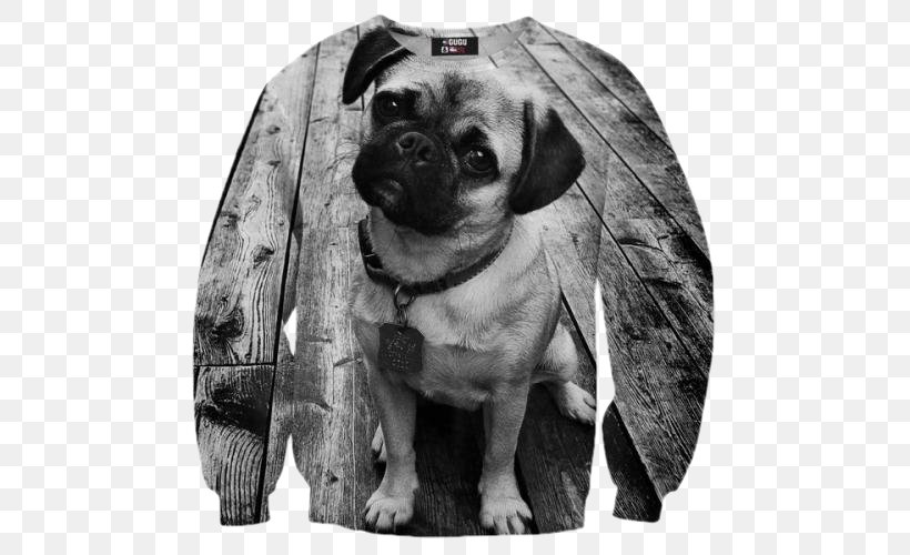 Pug T-shirt Puppy Cat Sweater, PNG, 500x500px, Pug, Black And White, Breed, Carnivoran, Cat Download Free