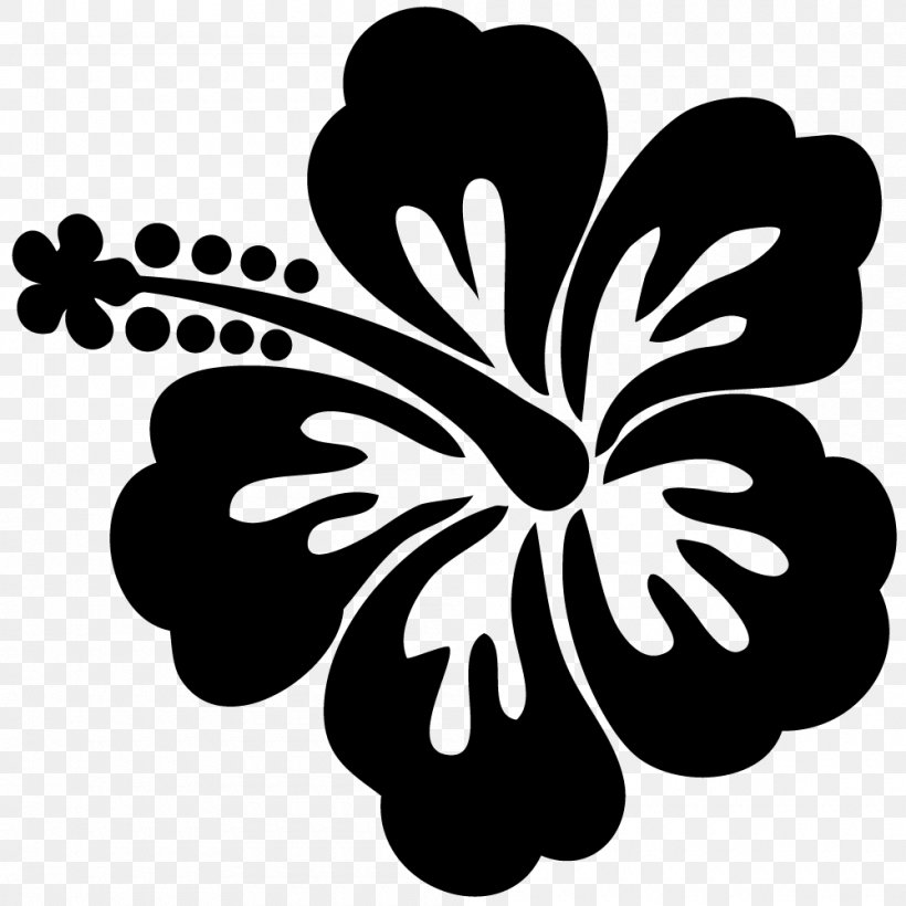 Shoeblackplant Silhouette Hawaiian Hibiscus Clip Art, PNG, 1000x1000px, Shoeblackplant, Art, Black And White, Butterfly, Decal Download Free