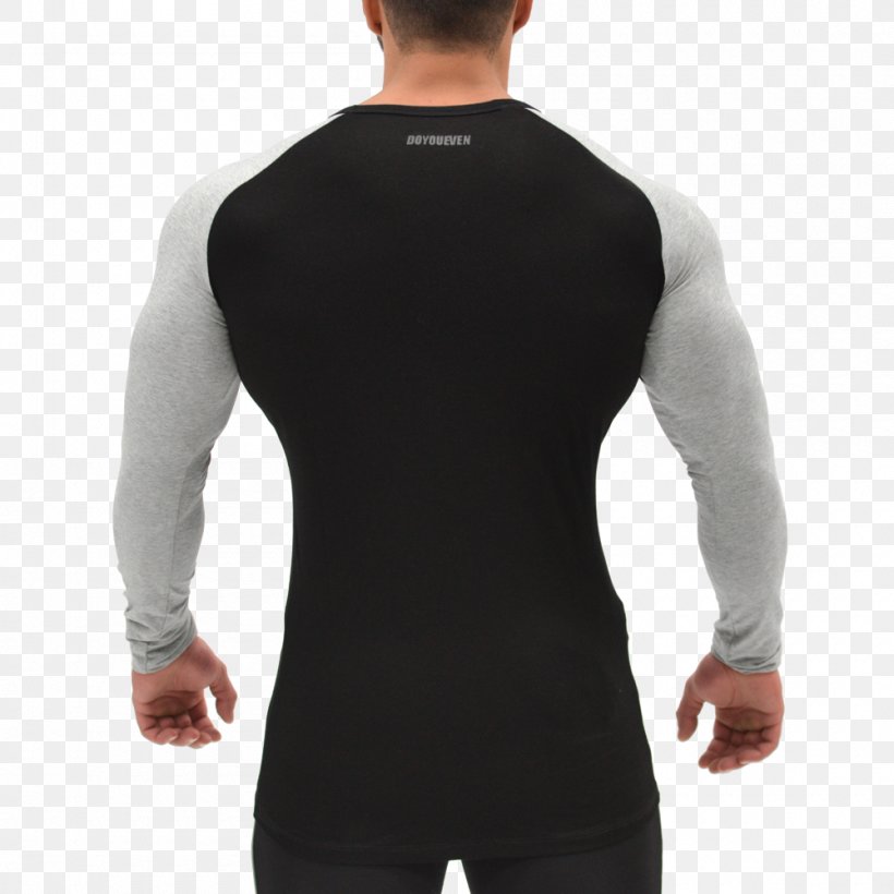 Raglan Sleeve Long-sleeved T-shirt Shoulder, PNG, 1000x1000px, Sleeve, Black, Black M, Brand, Grey Download Free