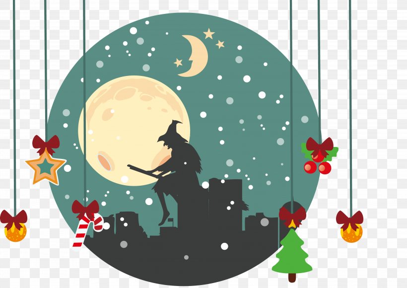 The Broom Witch Painting Illustration, PNG, 5673x4015px, Broom Witch, Art, Artworks, Cartoon, Christmas Download Free