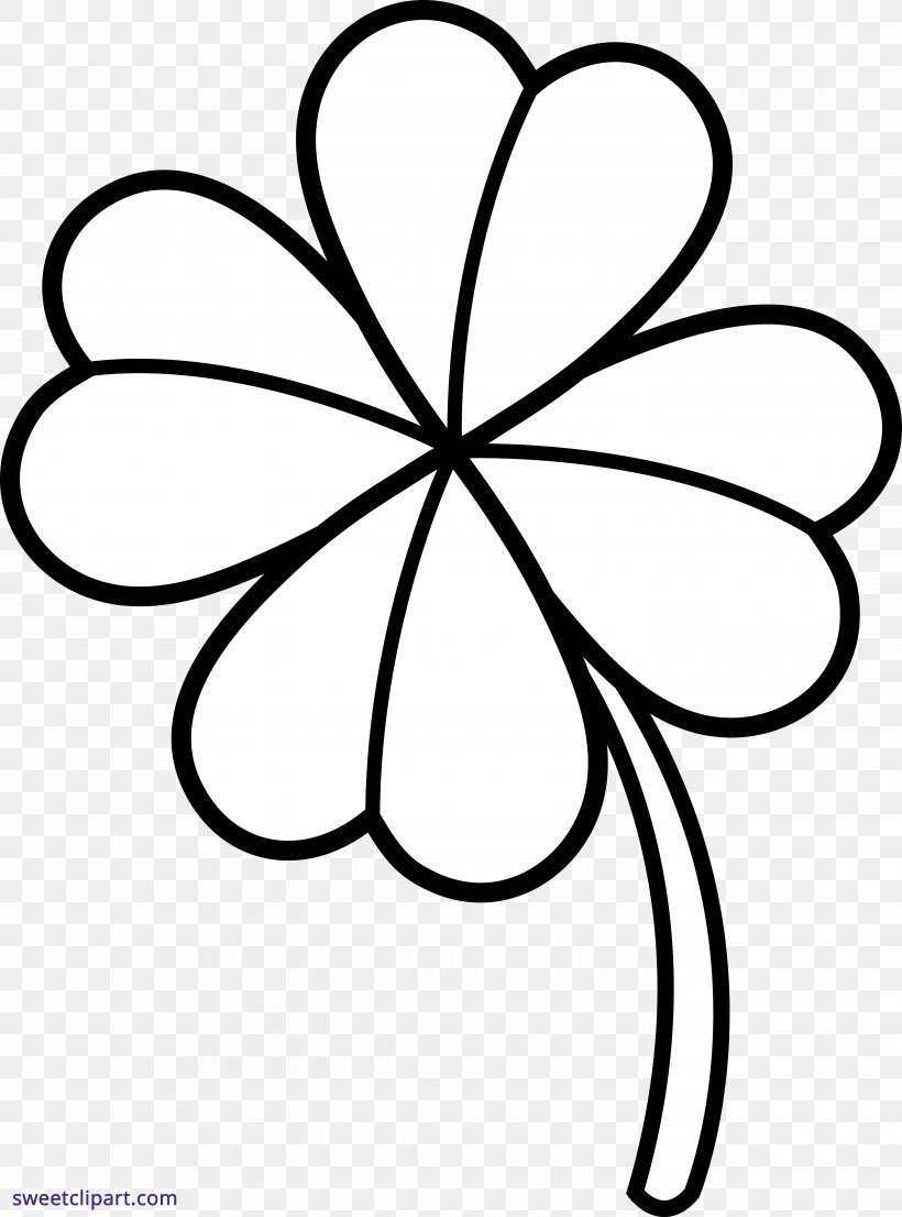Four-leaf Clover Coloring Book Shamrock Luck, PNG, 5679x7664px, Fourleaf Clover, Area, Artwork, Black And White, Child Download Free